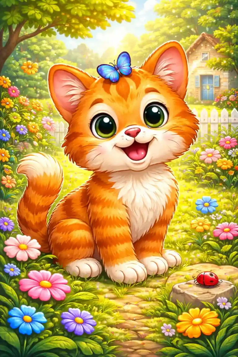 Cat coloring page for kids to print