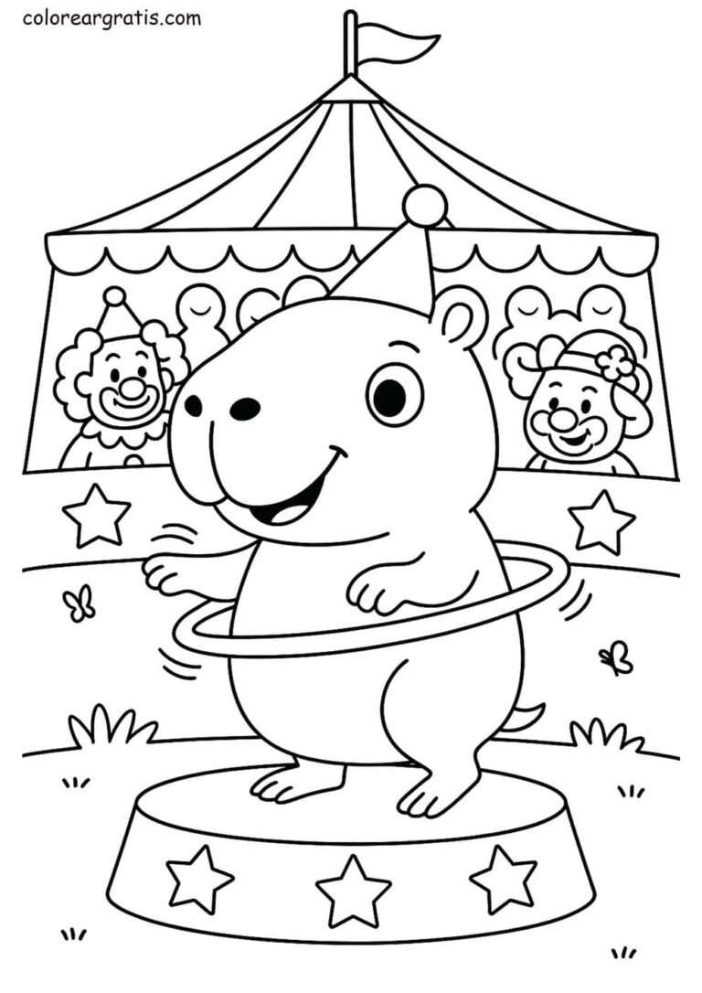 Dibujo de capibara en verano para colorear gratis