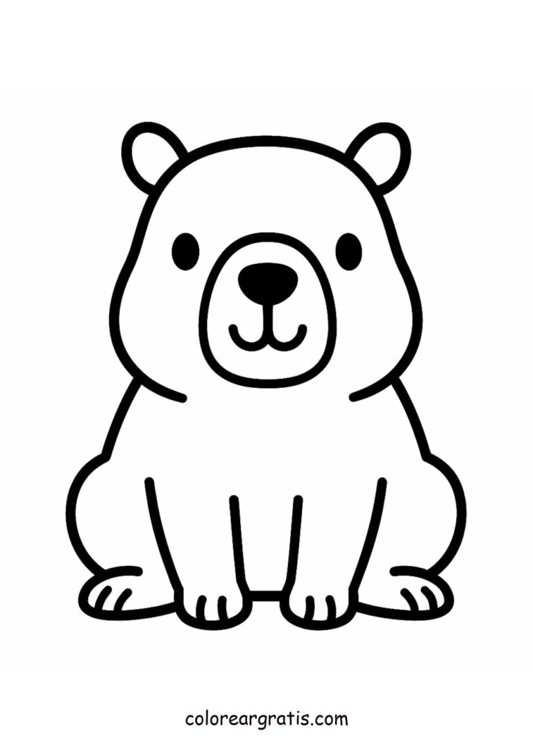 Capibara sentada lista para colorear – descargar dibujo