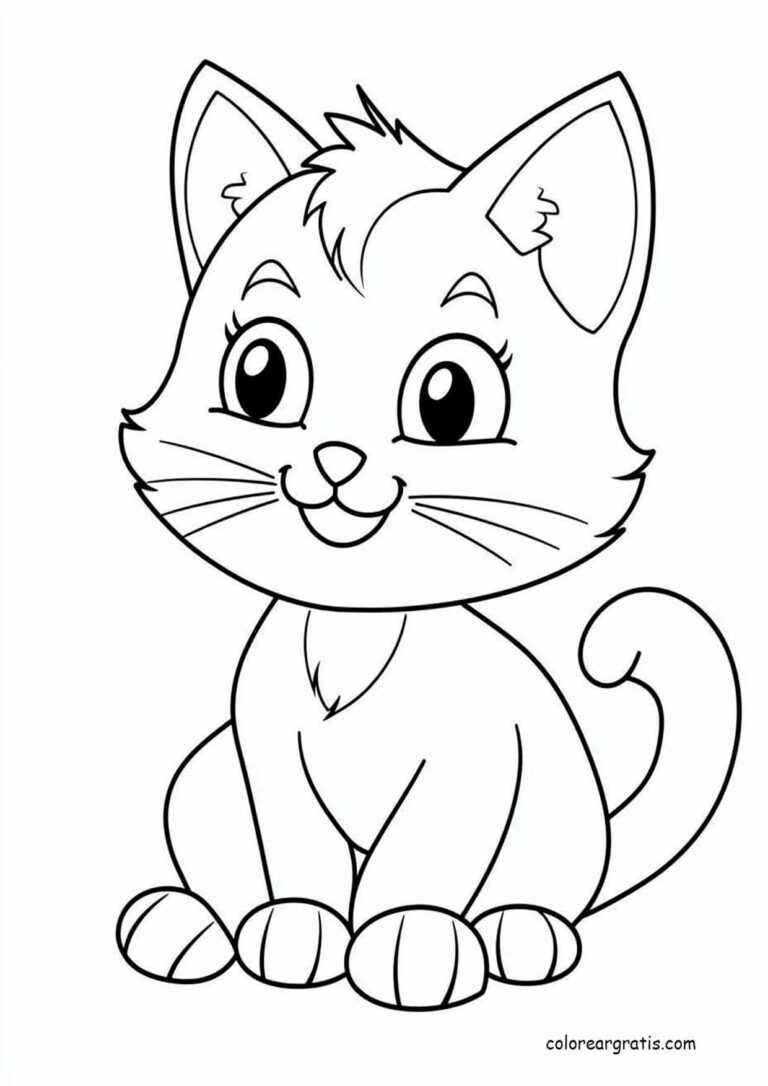 Dibujo gatito feliz para colorear e imprimir gratis