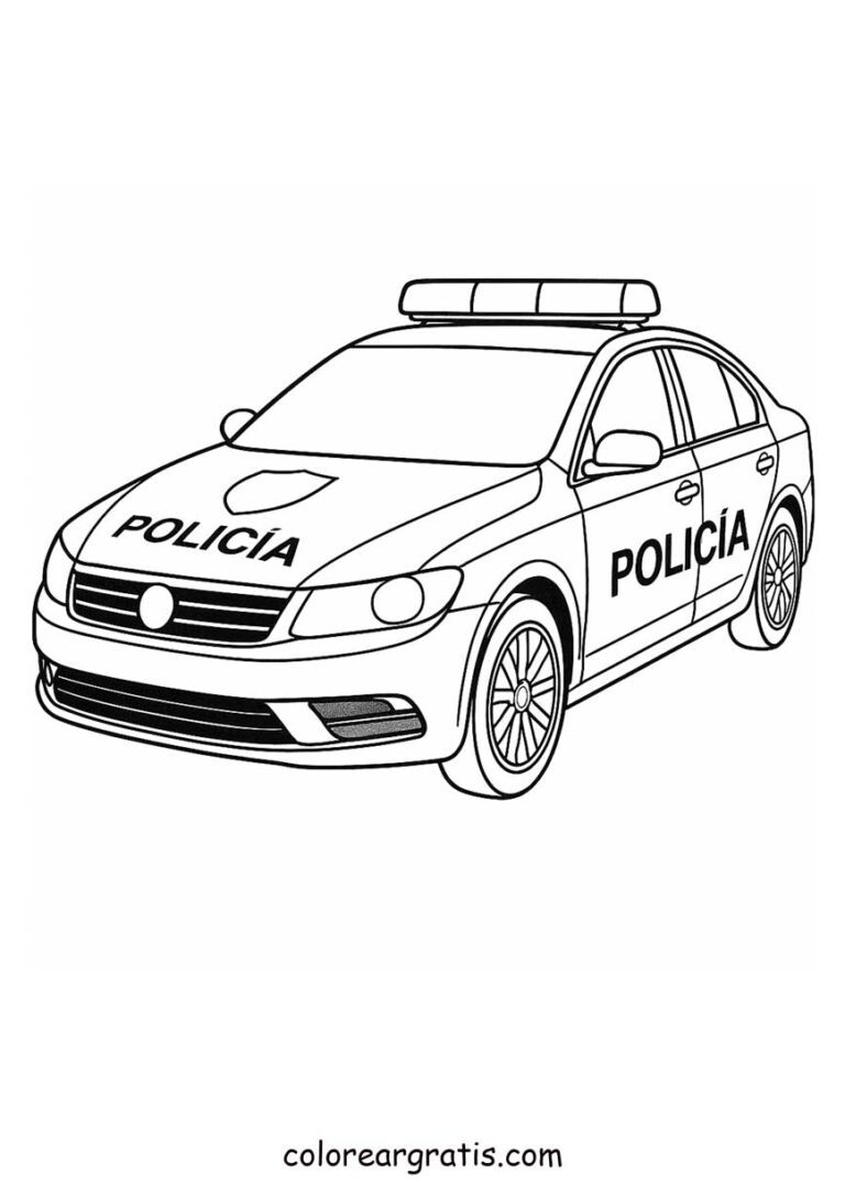 Coche de policía para colorear – patrulla con sirena