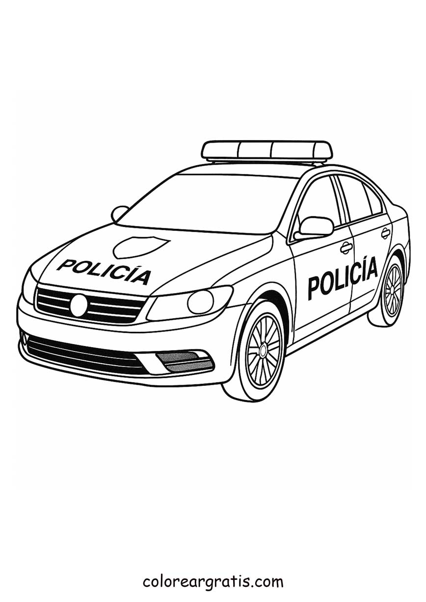 Coche de policía para colorear – patrulla con sirena