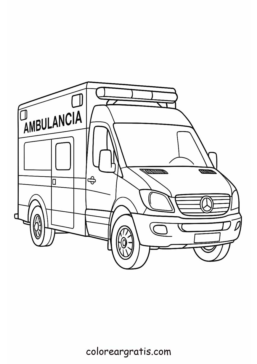 Dibujo para colorear ambulancia – vehículo de emergencia para niños
