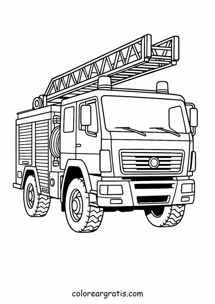 Dibujo para colorear camión de bomberos para niños