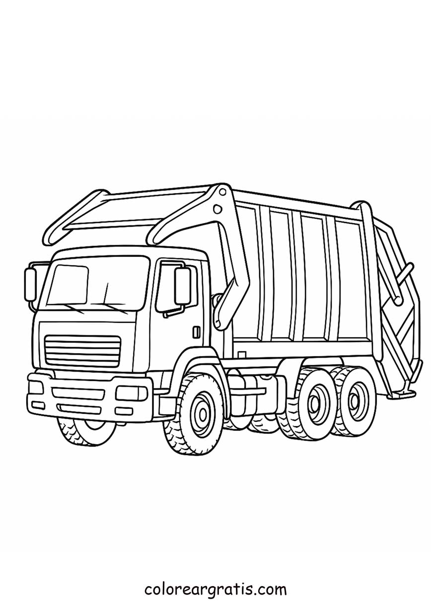 Dibujo para colorear camión de basura para niños