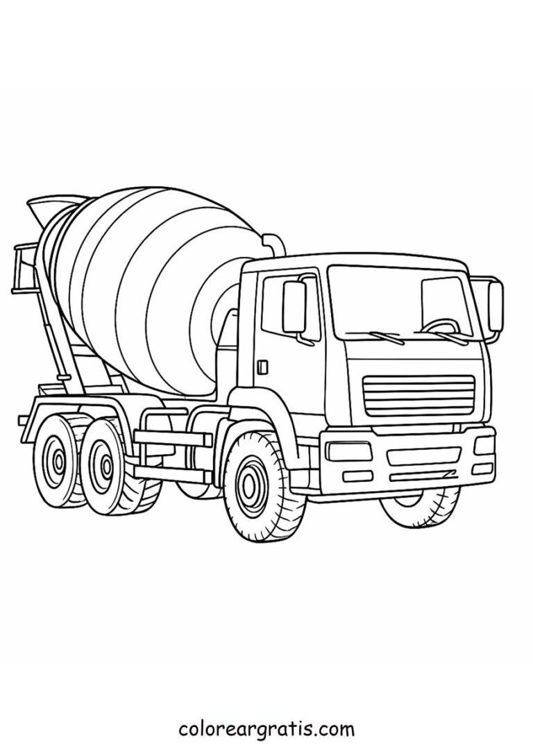 Dibujo para colorear camión hormigonera para niños