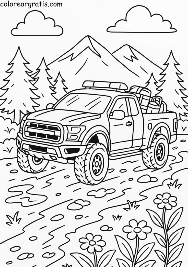 Dibujo para colorear camión todoterreno para niños