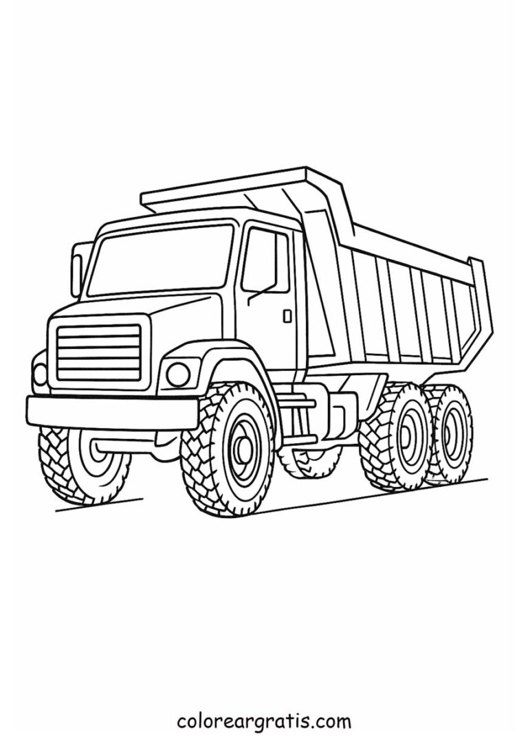 Dibujo para colorear camión volquete para niños