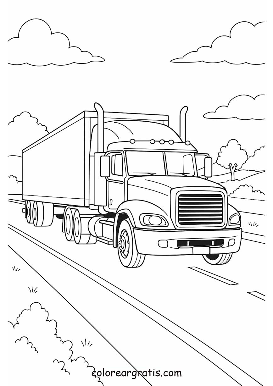 Dibujo para colorear camión de carga para niños