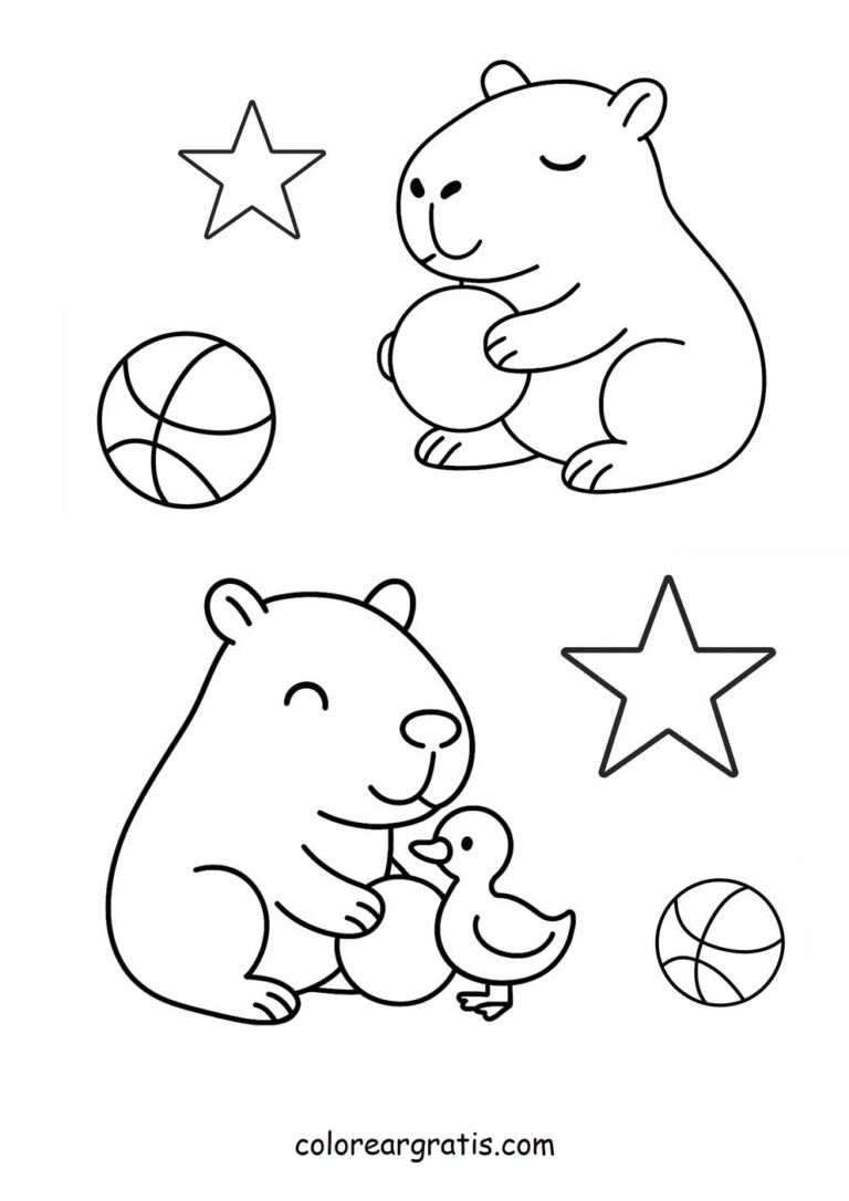 Dibujo para colorear de capibara para niños
