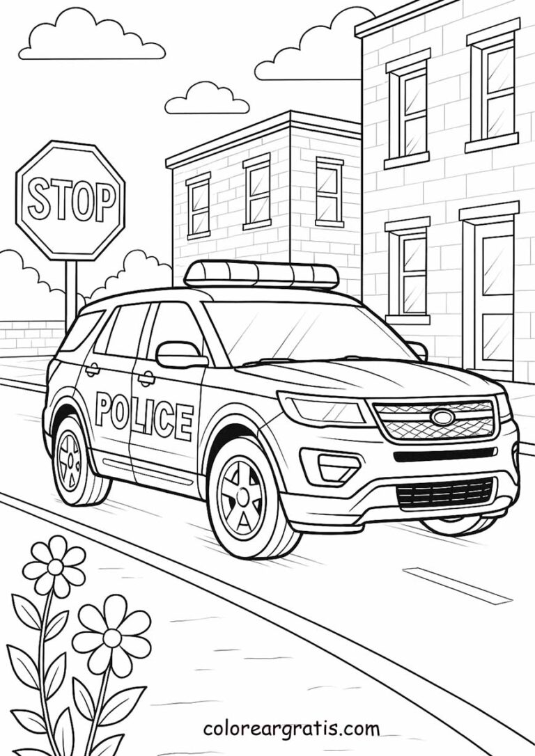 Dibujo para colorear coche de policía para niños