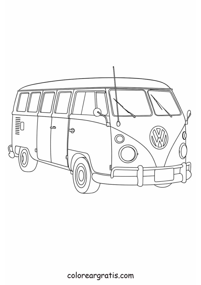 Dibujo para colorear furgoneta Volkswagen para niños