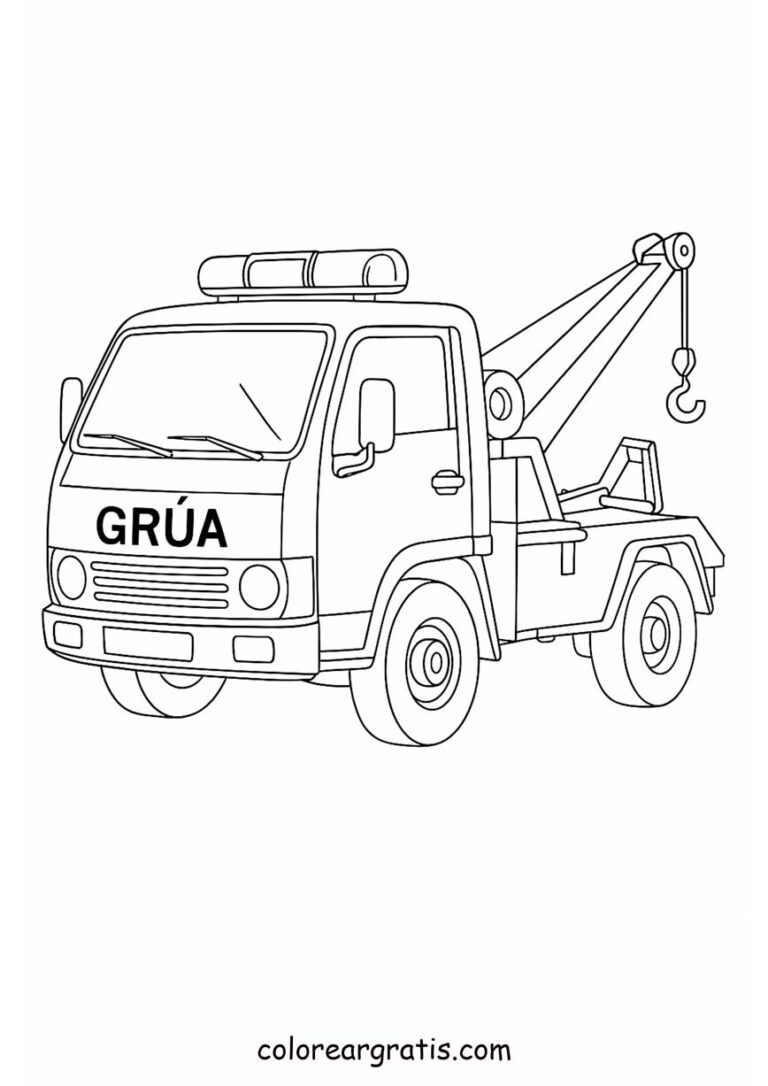 Dibujo para colorear grúa para niños