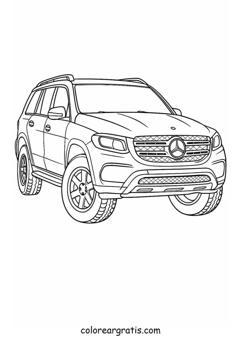 Dibujo para colorear coche Mercedes para niños