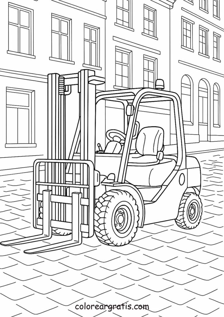 Dibujo para colorear de montacargas en acción para imprimir gratis
