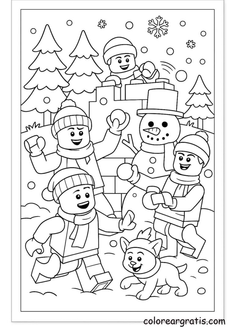 Dibujo de aventura estilo LEGO. Descárgalo ahora y empieza a pintar.