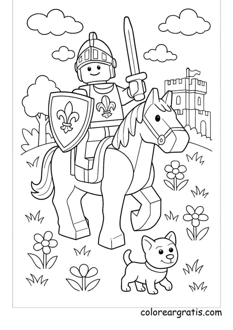 Dibujo para colorear LEGO de caballero — dibujos imprimibles
