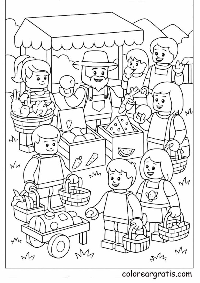 Dibujo para colorear LEGO de mercado — actividades para niños