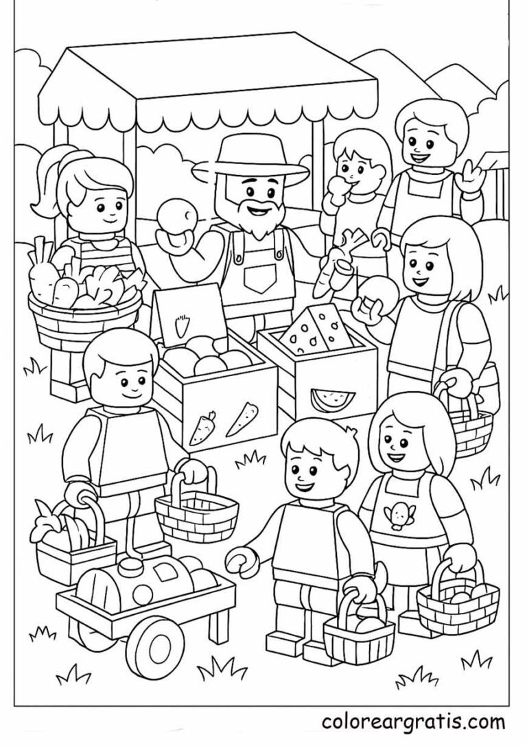Dibujo para colorear LEGO de mercado — actividades para niños
