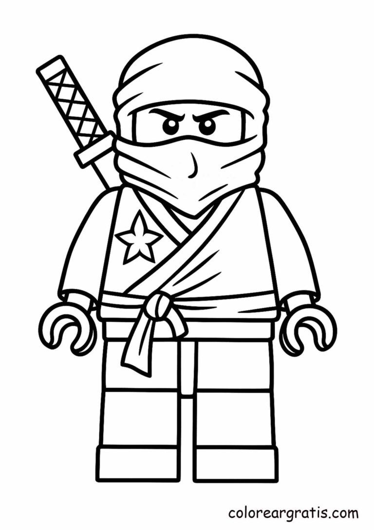 Happy LEGO character with blocks — coloring sheet