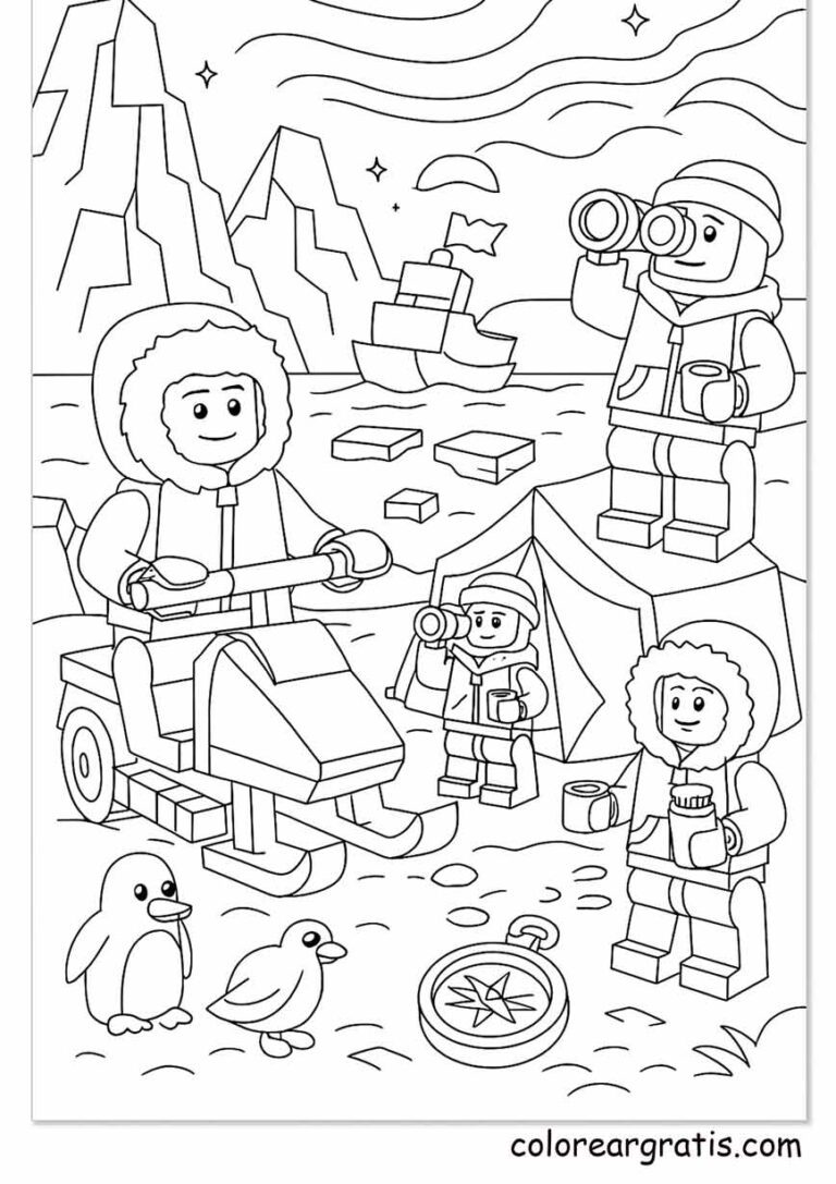 Smiling LEGO minifigure — color and print at home