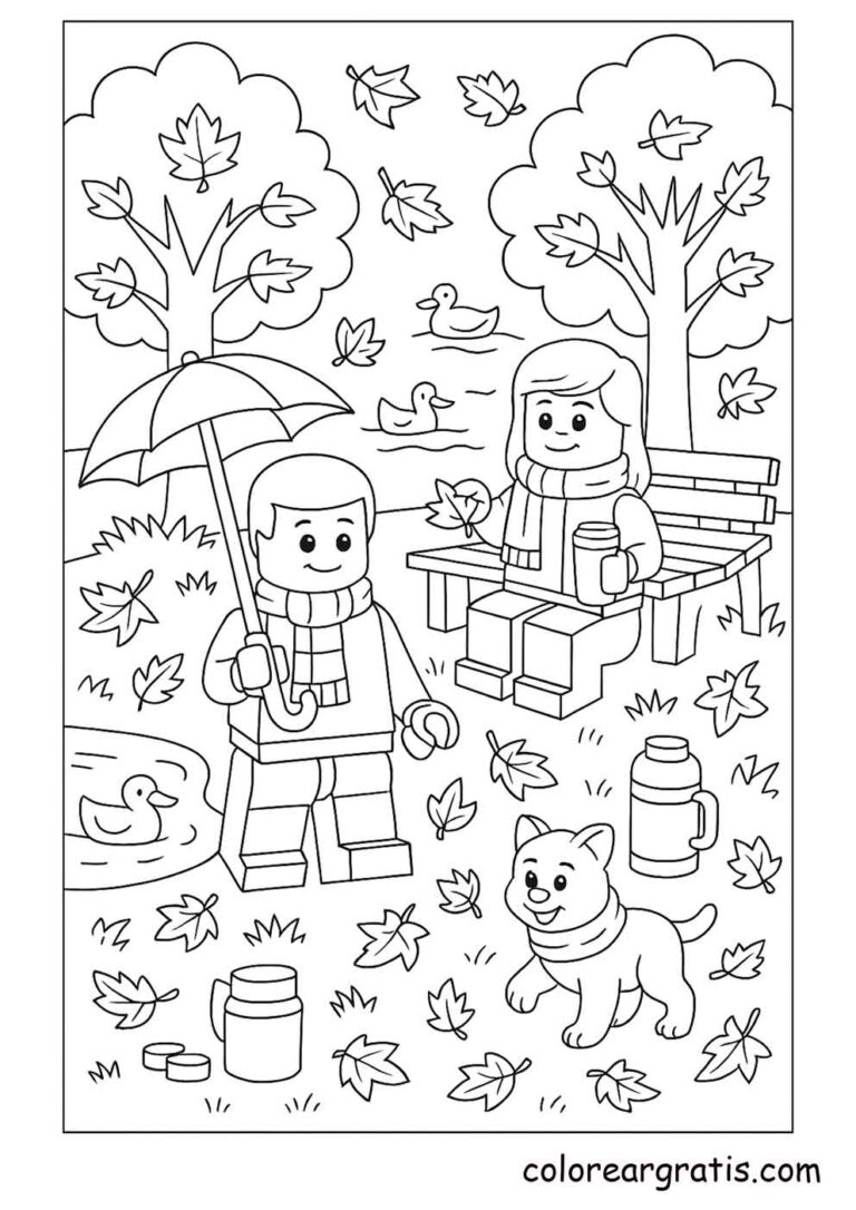 LEGO-themed coloring page — PDF download for free