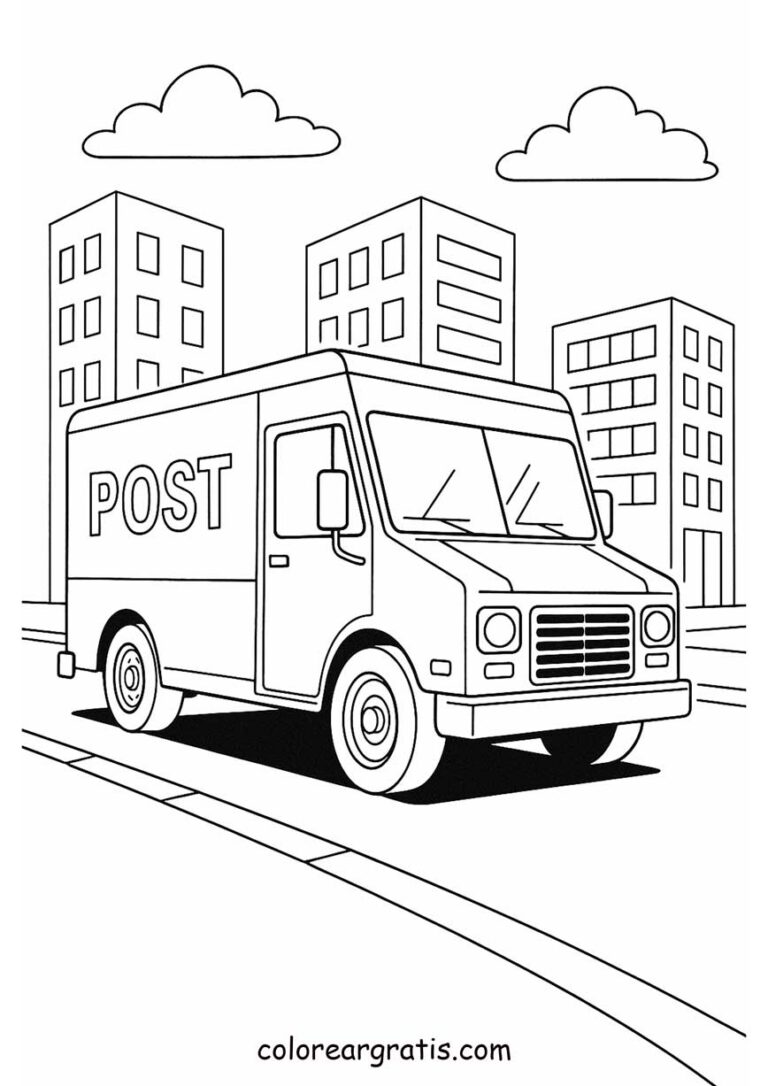 mail truck coloring page for kids